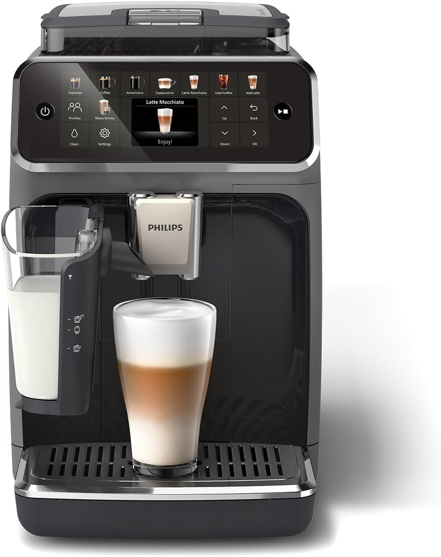 Serie 5500 Kaffeevollautomat (EP5544/50)–LatteGo Milchsystem,20 heiße und kalte Kaffeespezialitäten,40% leiser mit SilentBrew,QuickStart,Grau